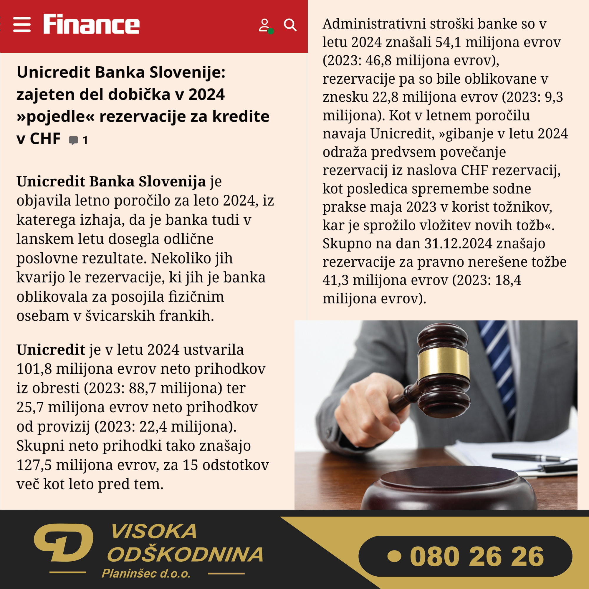 KREDITI V FRANKIH - TOŽBE