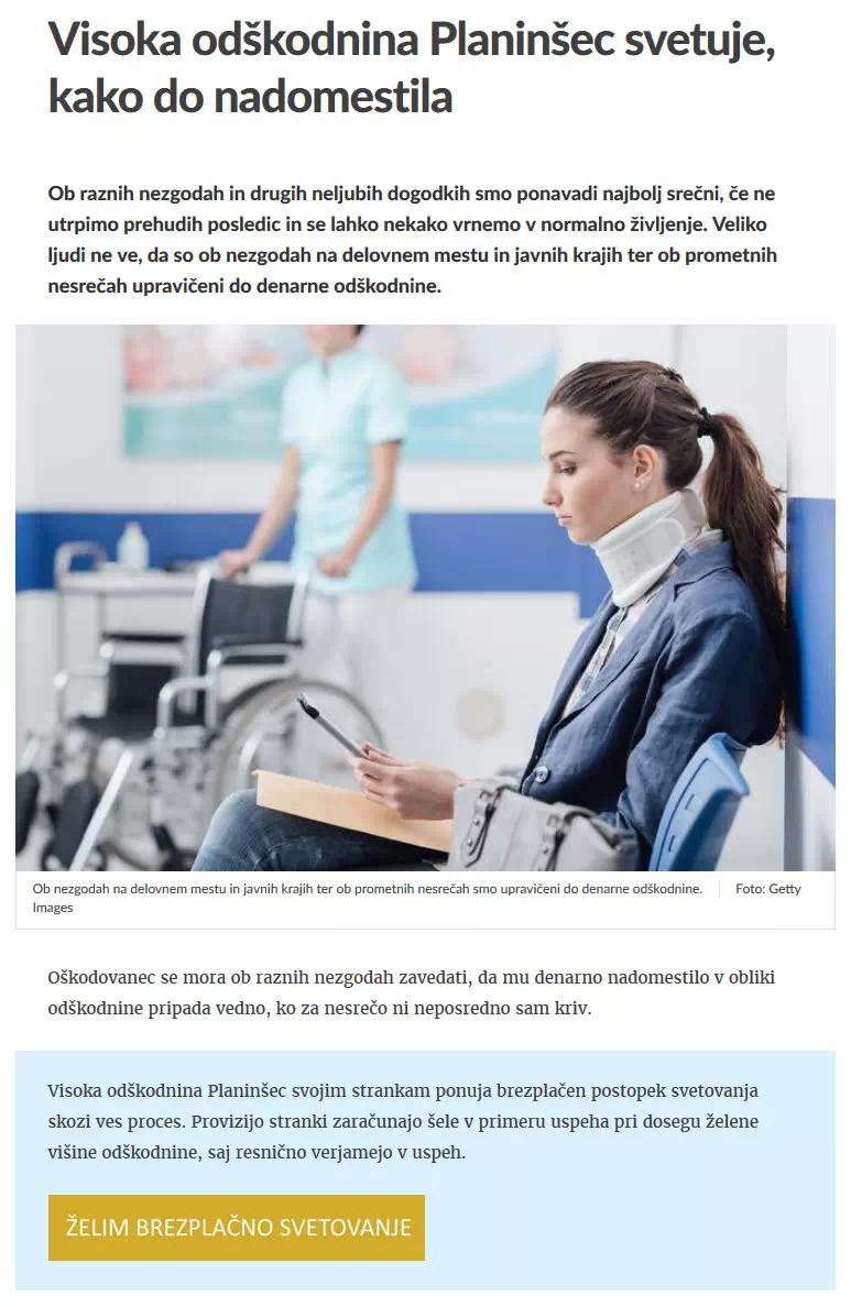 Visoka odškodnina Planinšec svetuje, kako do nadomestila