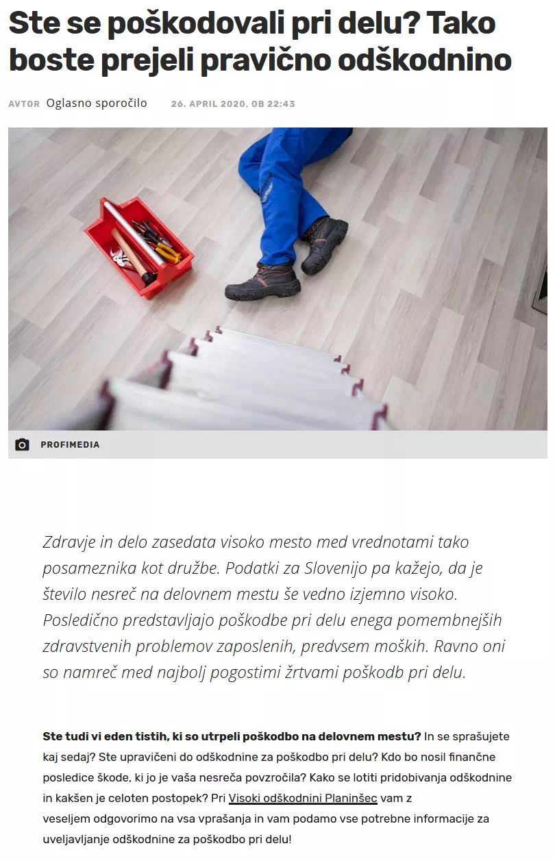 Ste se poškodovali pri delu? Tako boste prejeli pravično odškodnino
