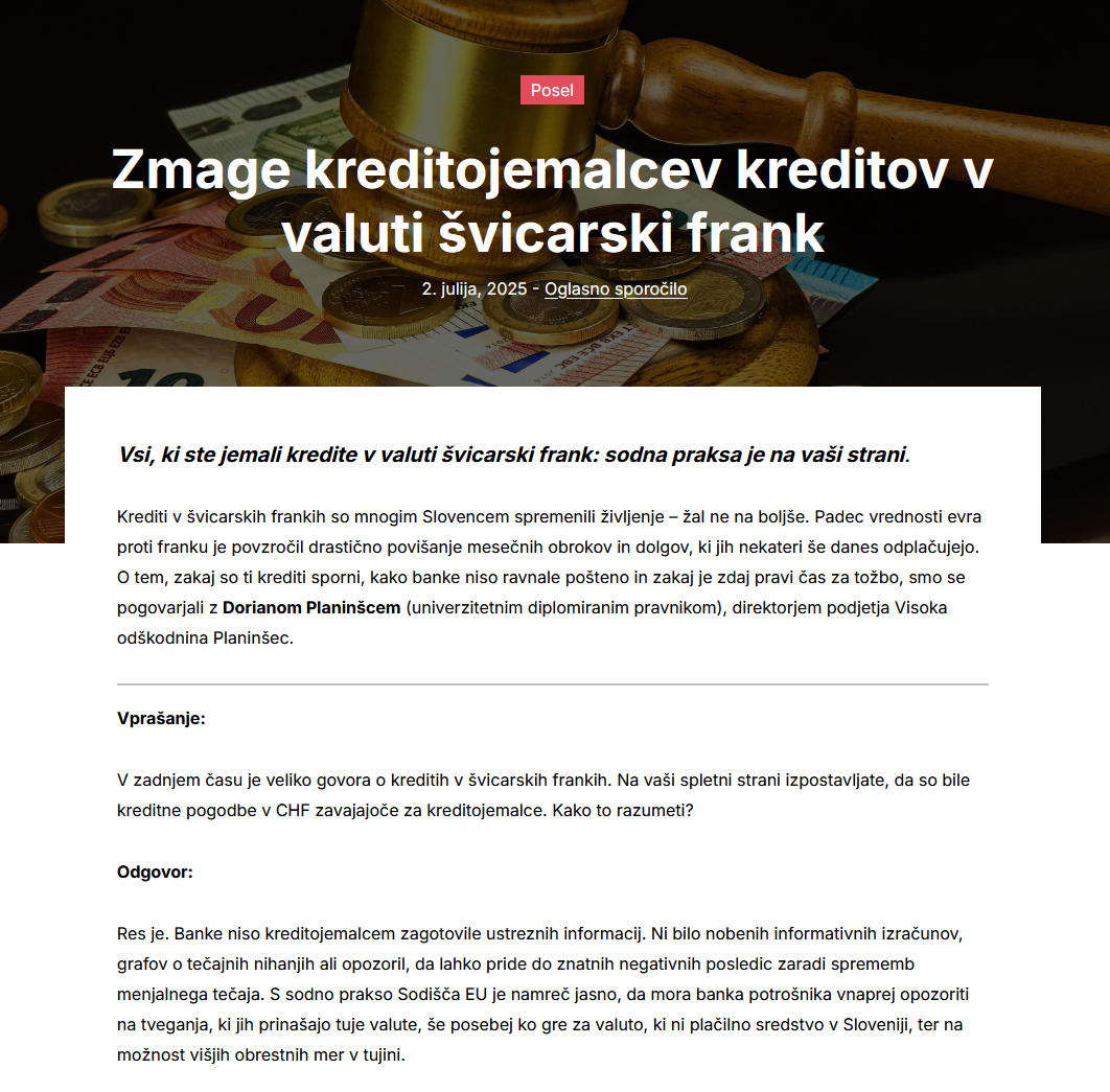 zurnal24, krediti v švicarskih frankih